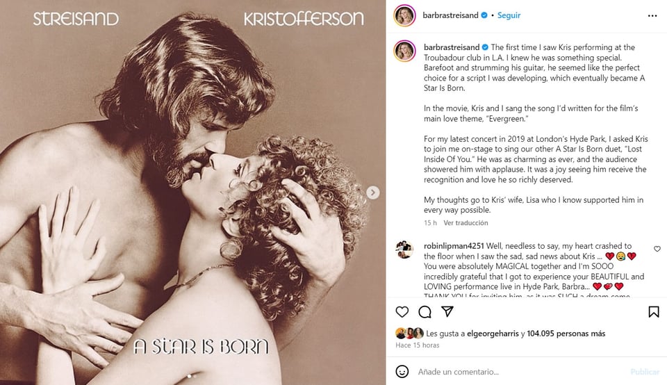 Kris , Kristofferson, Barbra, Streisand, música