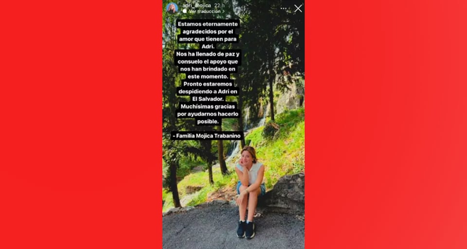 Adriana Mojica,despedida,mensaje,tragedia,MundoNow