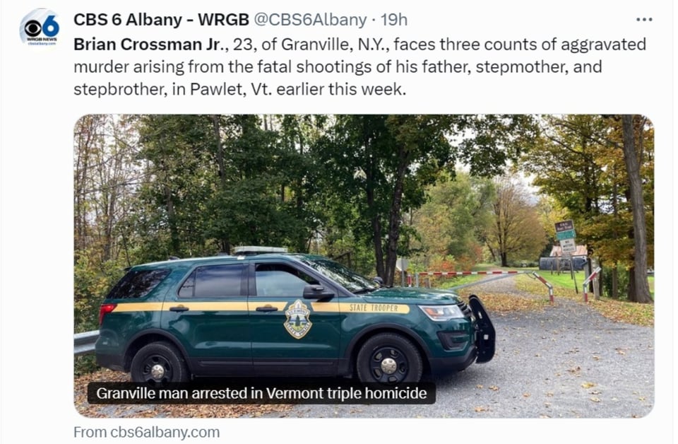 Brian Crossman, Brian Crossman Jr, homicidios, Vermont, MundoNOW