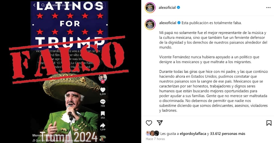 Alejandro Fernández Donald Trump, Instagram, message, false publication, MundoNOW