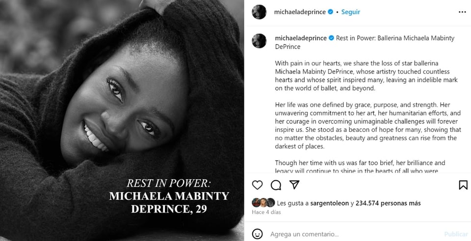 Michaela DePrince, redes sociales, Instagram, foto, MundoNOW