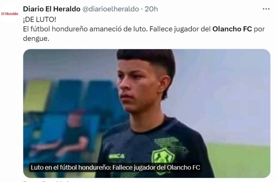 Julio César Hernández, football, mourning, Olancho FC, MundoNOW