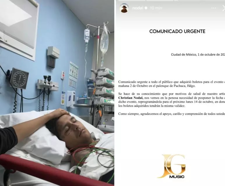 Christian Nodal hospitalized, CONCERT, postponed, MundoNow