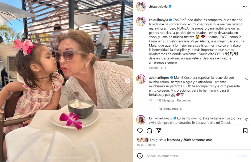 Chiquibaby, madre, pérdida, luto, presentadora 