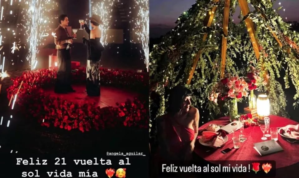 Christian, Nodal, celebración, Ángela, Aguilar