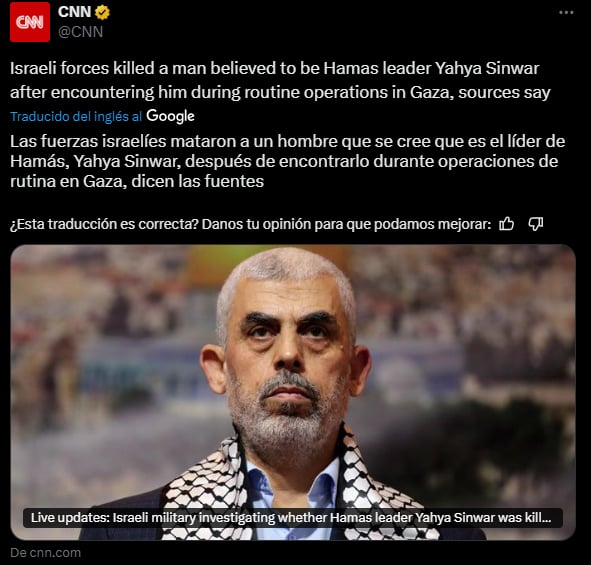Hombre asesinado,Yahya Sinwar,Israel ataca, Gaza