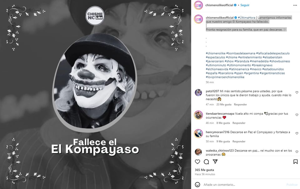 El KompaYaso,Luto, , entretenimiento, mexicano,El KompaYaso muerte