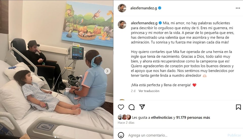 Alejandro Fernández nieta, redes sociales, publicación, Instagram, MundoNOW