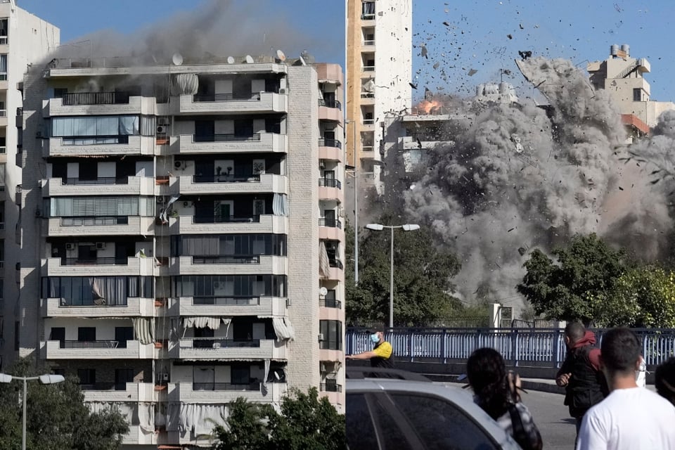 Edificio en Beirut Destruido por Ataque Aéreo Israelí.