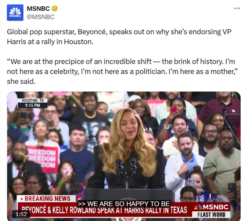 Beyoncé y Kamala Harris, mitin, Houston, campaña presidencial, MundoNOW