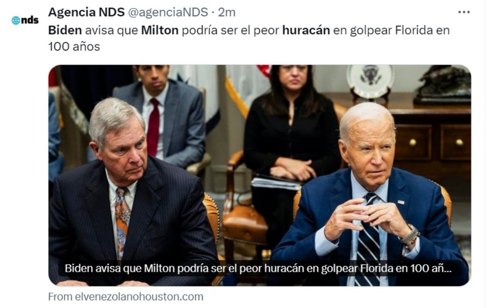 Biden huracán Milton, bahía de Tampa, trayectoria, evacuación, MundoNOW
