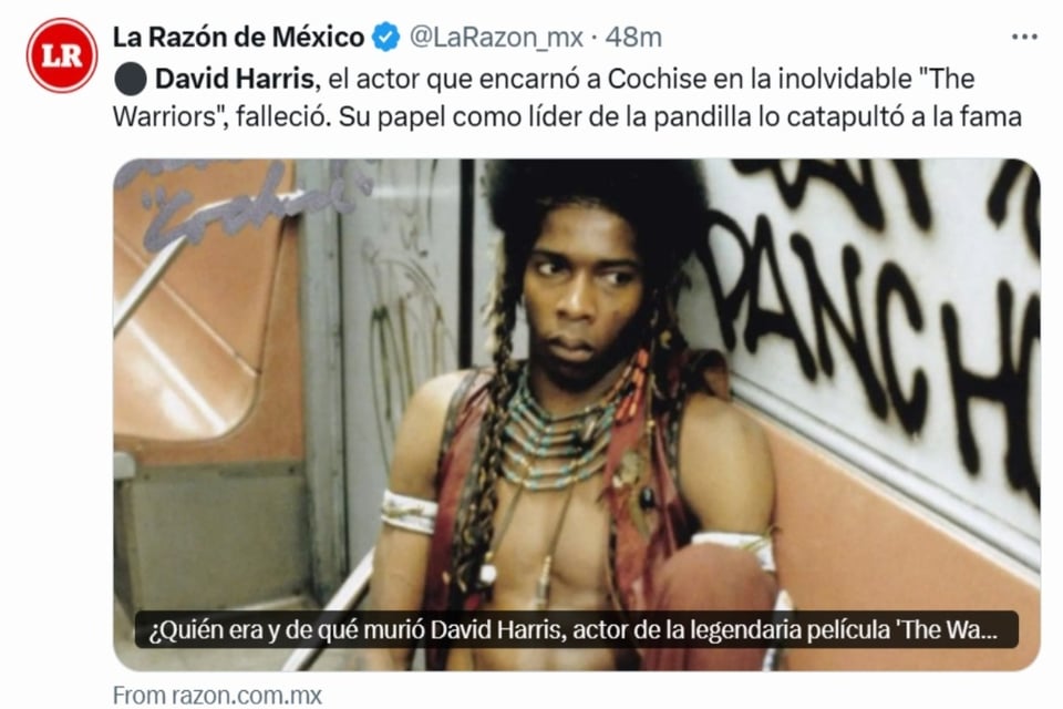 David Harris, película, The Warriors, Cochise, MundoNOW