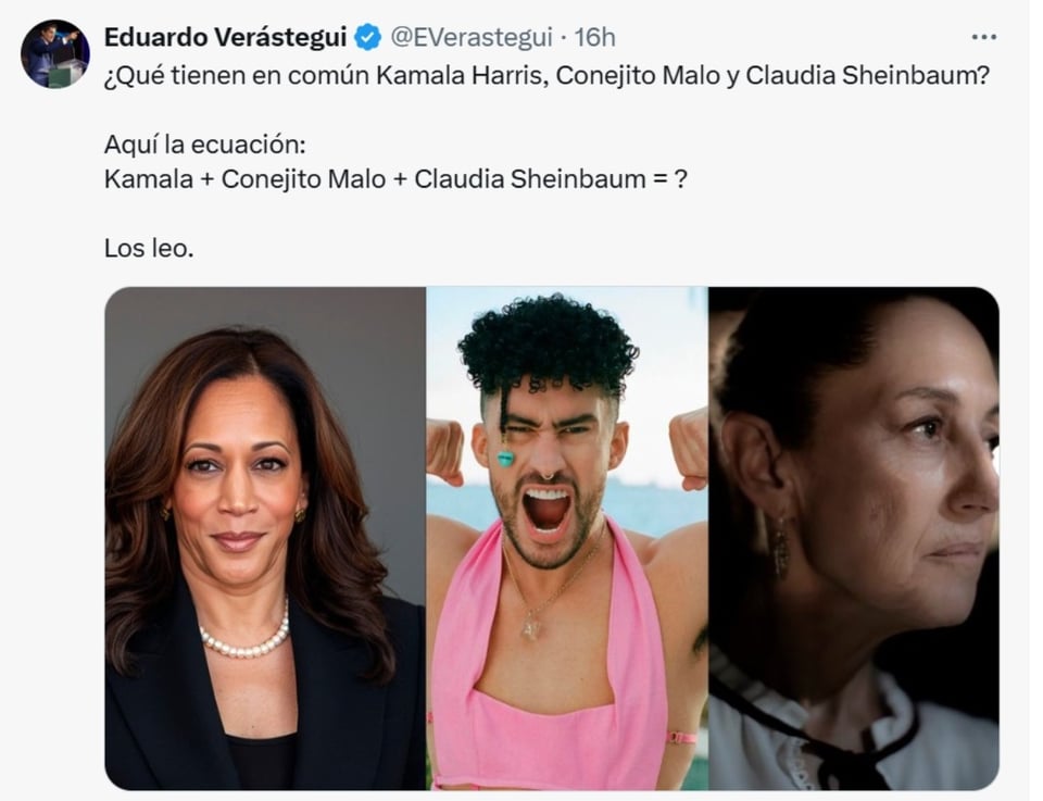 Eduardo Verástegui Bad Bunny, kamala Harris, Claudia Sheinbaum, publication, MundoNOW