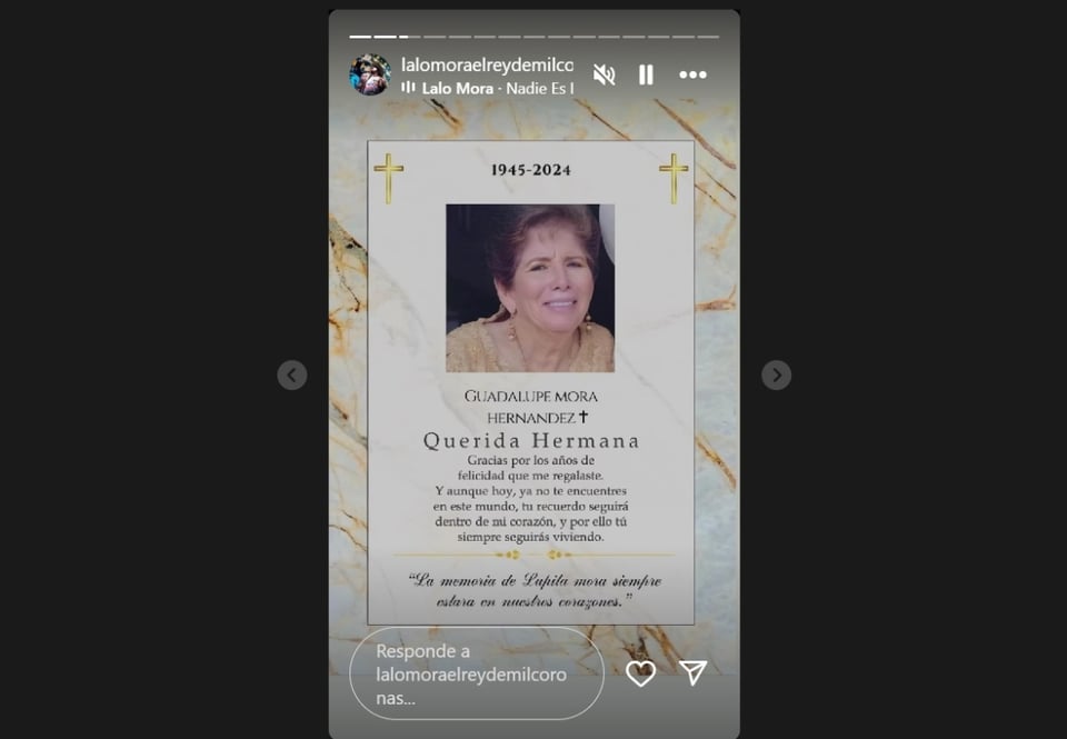 Lalo Mora hermana, redes sociales, Instagram, fallecimiento, MundoNOW