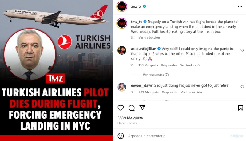 Turkish Airlines Pilot Dies, crew, passengers, New York, MundoNOW