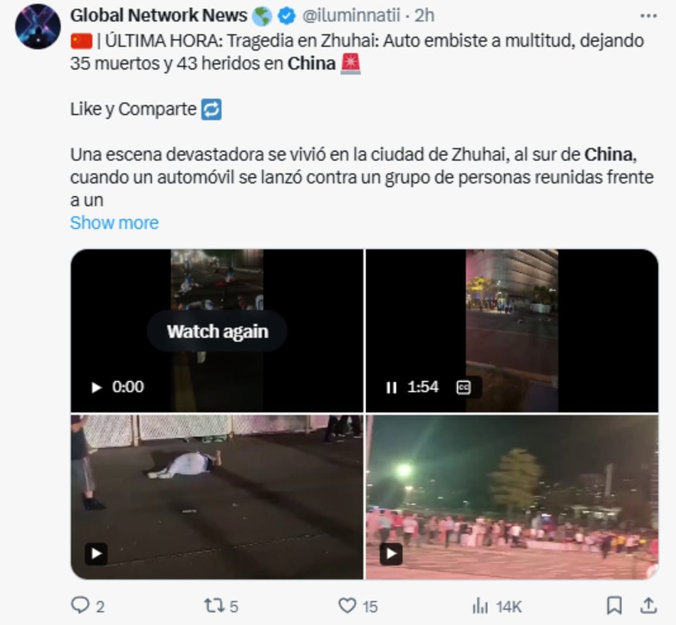 Atropello masivo en China, Noticia, Heridos, Conmoción, Lo último