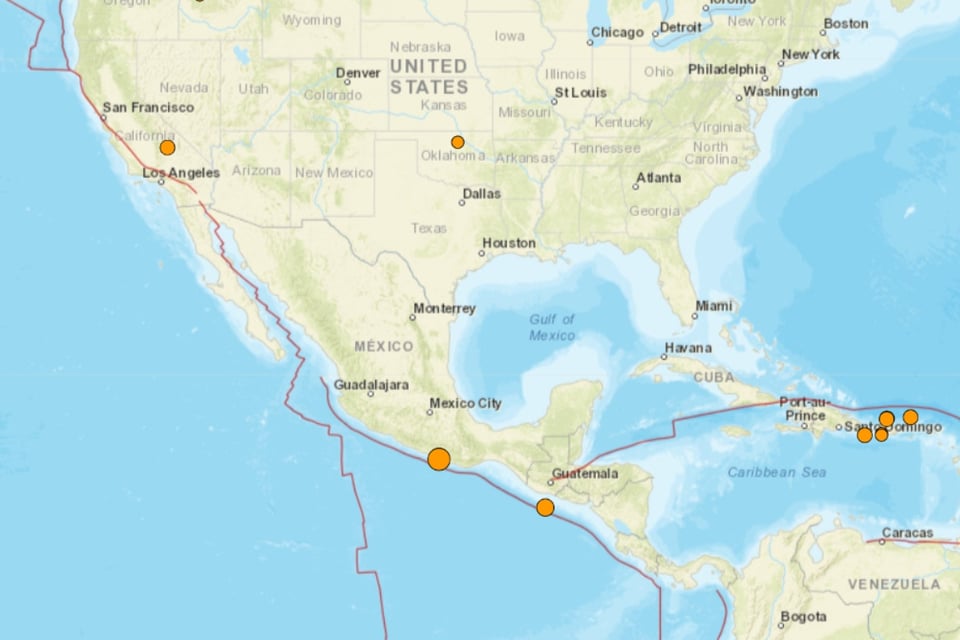 USGS informa fuerte sismo en México