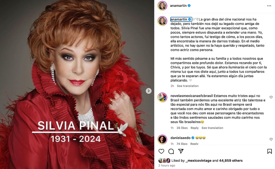 Ana Martin, message, condolences, stars, MundoNOW