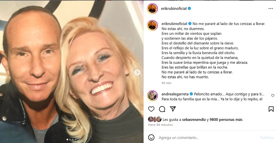 Erik Rubín mamá, redes sociales, Instagram, mensaje, MundoNOW