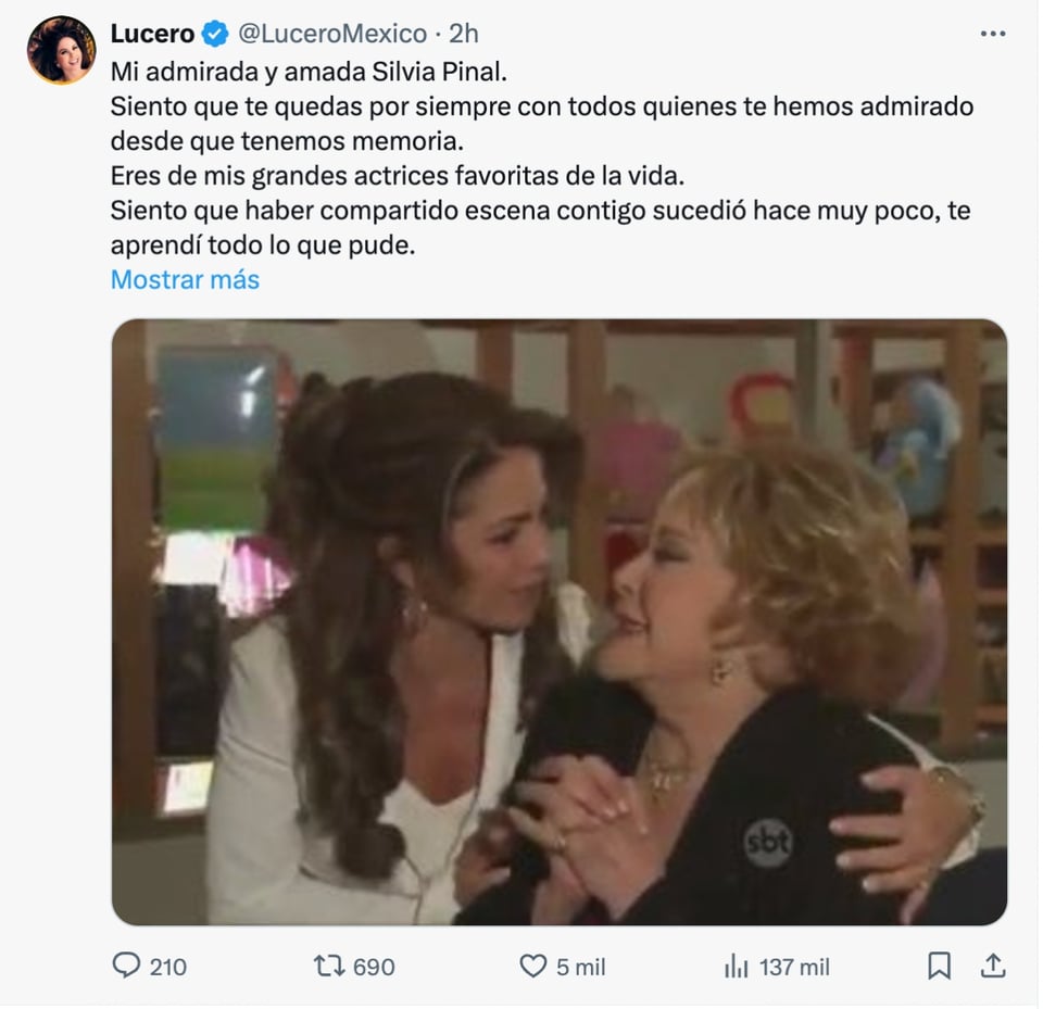Lucero, Silvia Pinal, message, condolences, stars, MundoNOW, Celebrities Bid Farewell to Silvia Pinal