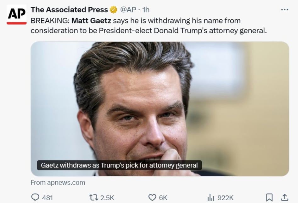 Matt Gaetz y Trump, redes sociales, publicación, X, MundoNOW
