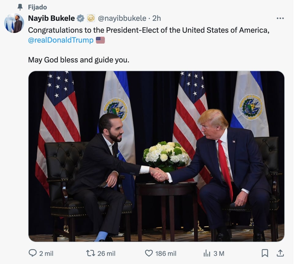 world leaders congratulate Trump, Nayib Bukele, Bukele Trump, International, MundoNOW