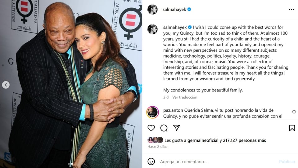 Salma, Salma Hayek, Quincy Jones, music producer, MundoNOW