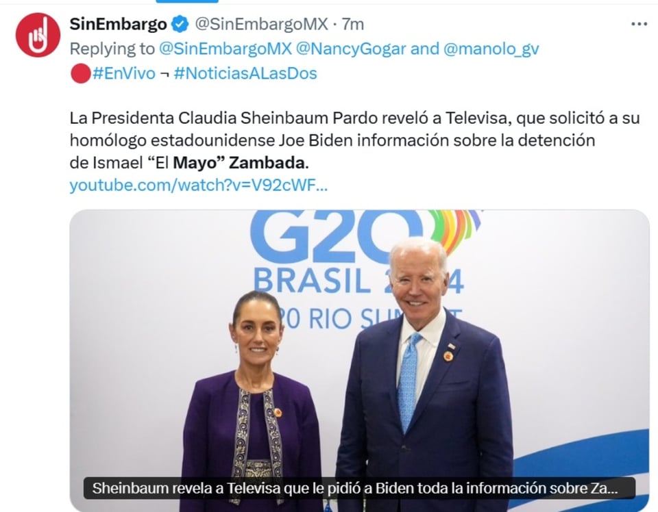Claudia Sheinbaum Joe Biden, pena de muerte, juicio, Cartel de Sinaloa, MundoNOW