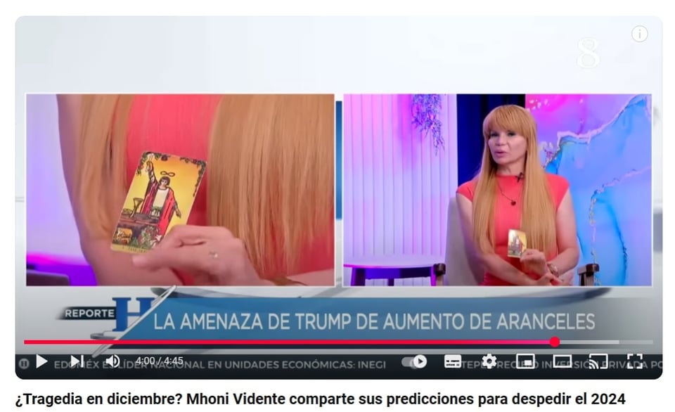 Mhoni Vidente tariffs, video, YouTube, El Heraldo de México, MundoNOW
