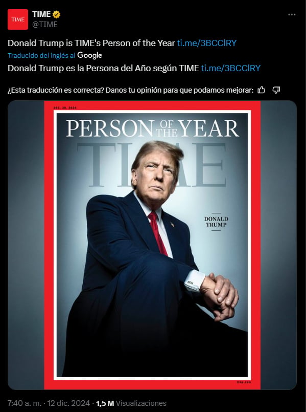 Donald Trump Persona del Año, 2024 Time ,revista,MundoNow