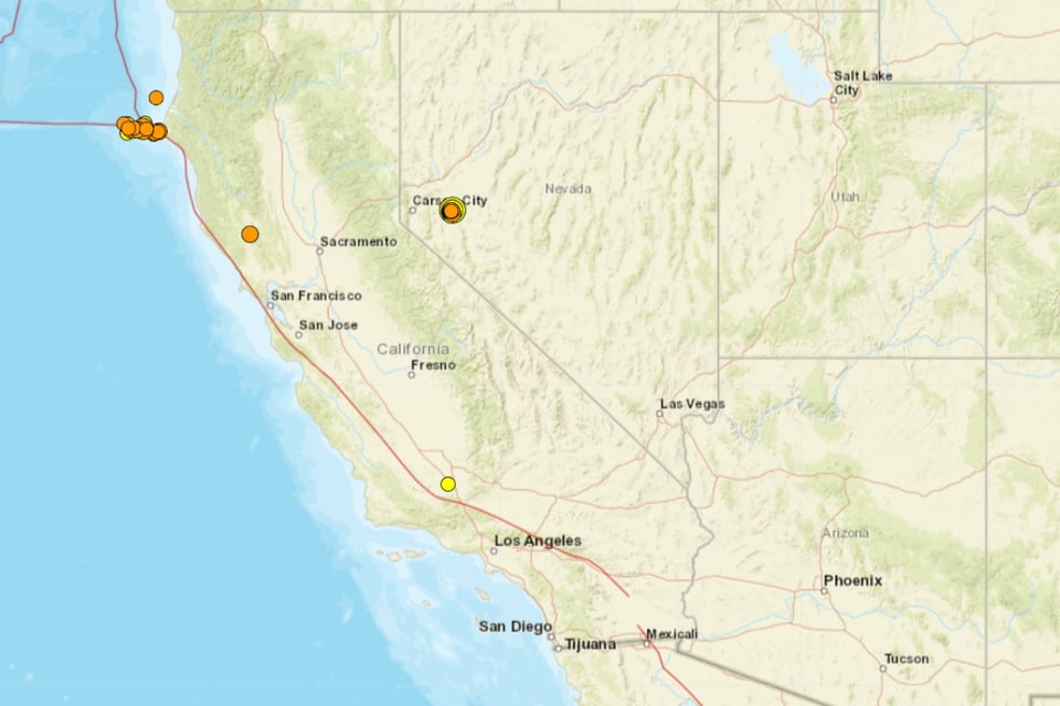 Reportan múltiples sismos en California y Nevada