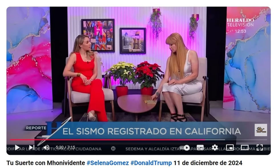Mhoni Vidente and California, December, 2024, month of the earthquake, MundoNOW