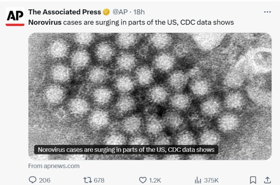 Norovirus EEUU, CDC, brotes, diciembre, MundoNOW