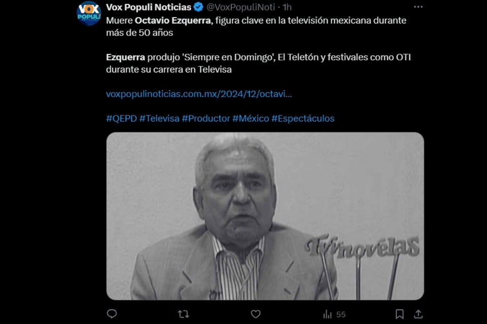 Octavio Ezquerra, Siempre en domingo, productor Televisa, Selena Quintanilla, Raúl Velasco, Teletón, Raúl Araiza, MundoNOW