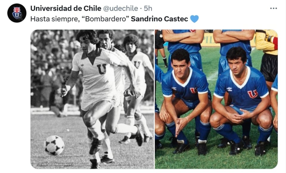 Sandrino Castec, Bombardero Azul, Universidad de Chile, fallecimiento, MundoNOW