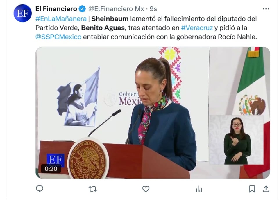 Benito Aguas, Claudia Sheinbaum, president of Mexico, morning conference, MundoNOW