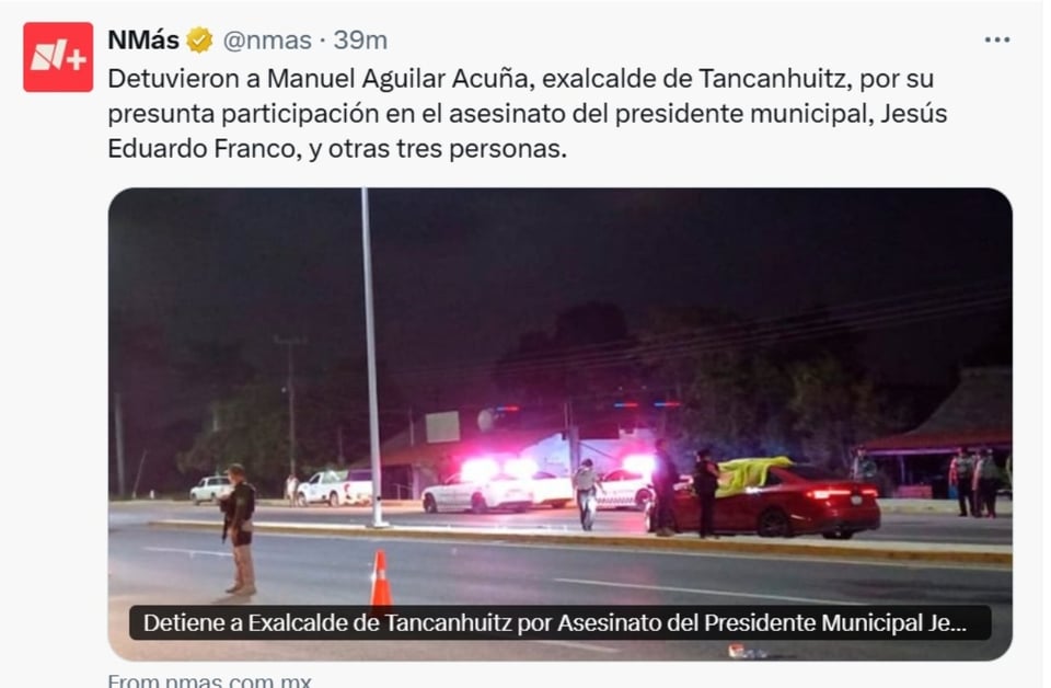 Jesús Eduardo Franco, Manuel Aguilar Acuña, exalcalde de Tancanhuitz, presunto responsable, MundoNOW