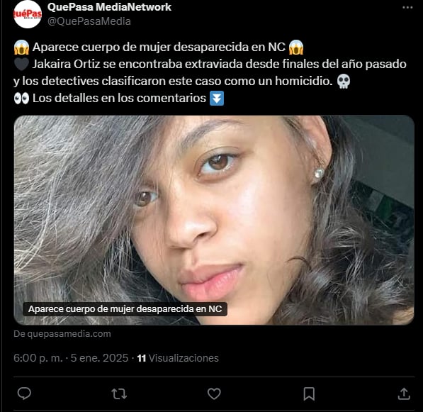 Jakaira Ortiz, Hallazgo,homicidio, Fayetteville,hispana