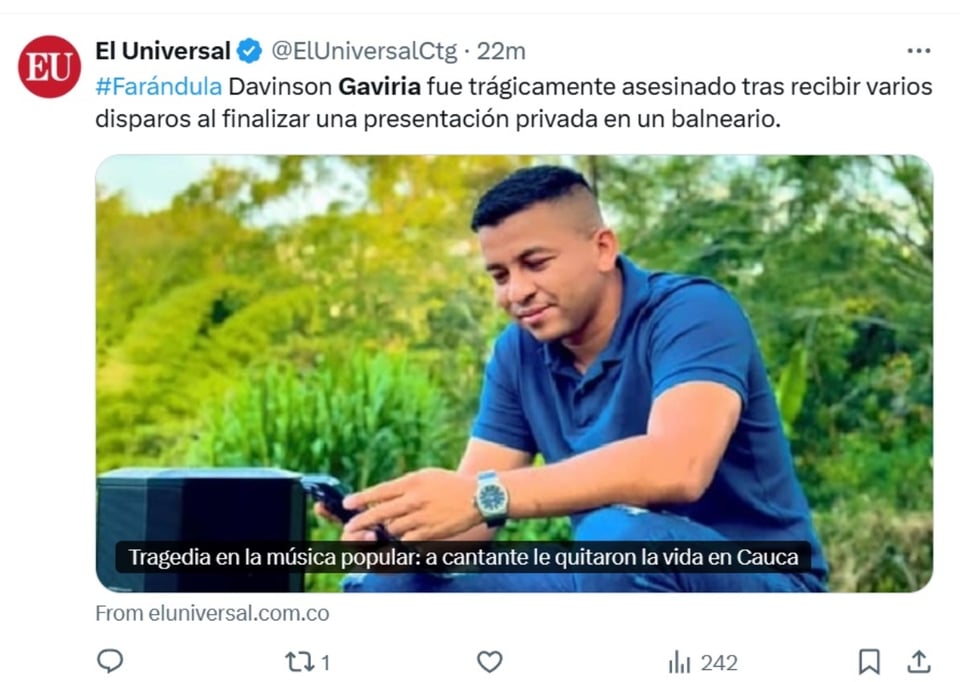 Dávinson Gaviria, Cauca, Colombia, crimen, MundoNOW