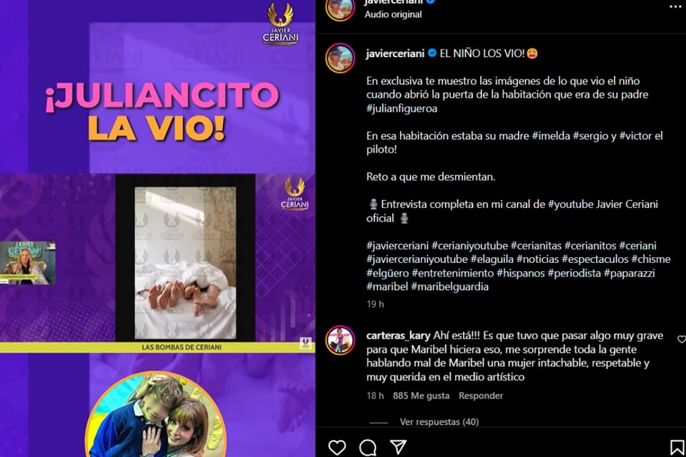 Maribel Guardia denuncia, Javier Ceriani fotos, Imelda Tuñón polémica, protección nieto José Julián, MundoNOW 