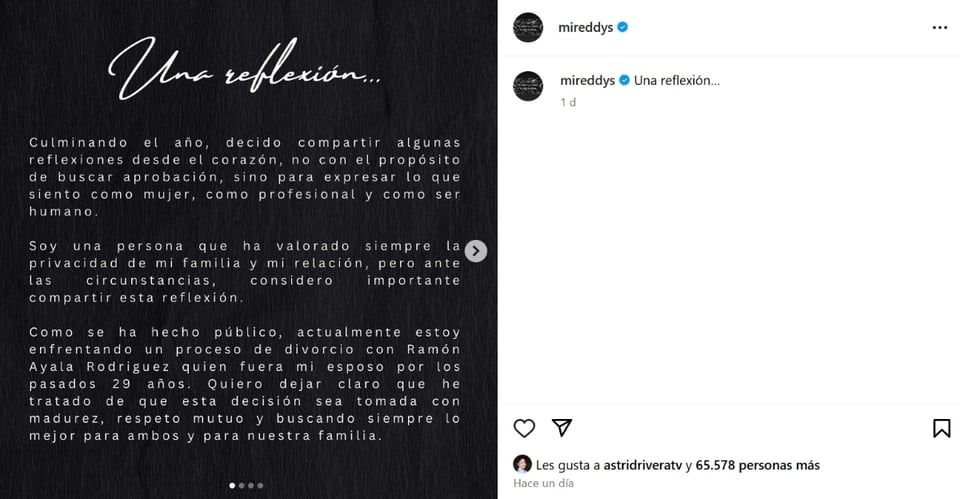 Mireddys González, mensaje, Instagram, redes sociales, MundoNOW