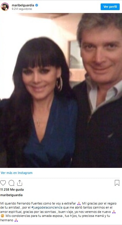 Maribel Guardia de luto,Fernando Fuentes