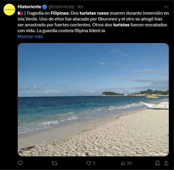 Turistas rusos mueren, Filipinas, buceando,tiburones