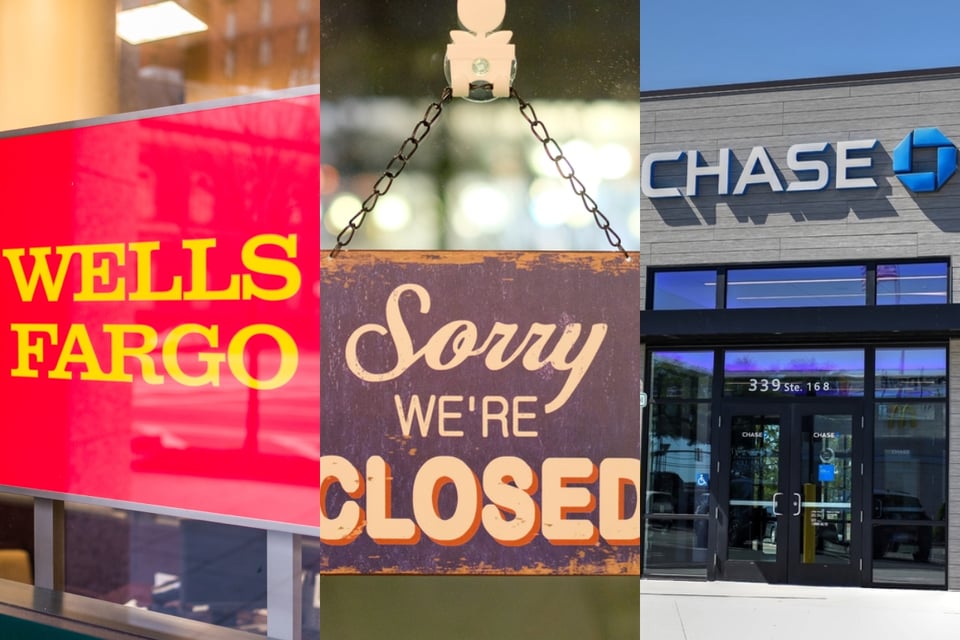 Chase Bank, Wells Fargo y Bank of America anuncian más cierres
