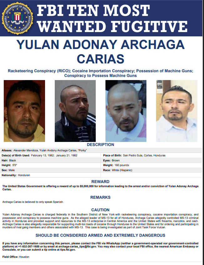 MS13, FBI, RECOMPENSA, TRUMP, DINERO 