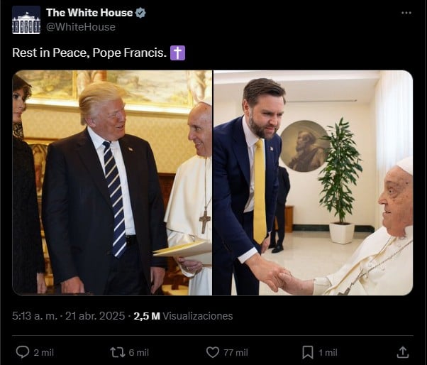 Papa Francisco muere, Casa Blanca reacciona, JD Vance