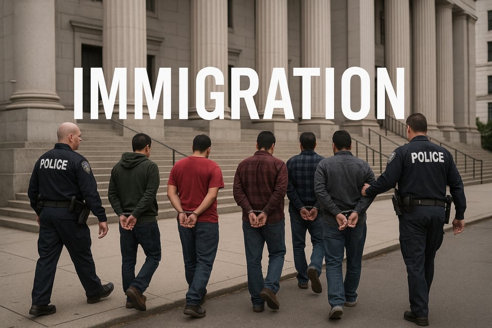 ICE realiza arrestos de migrantes en EEUU.