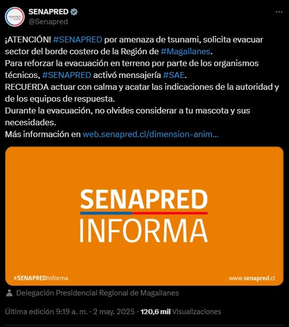 Terremoto de 7.5 en Chile