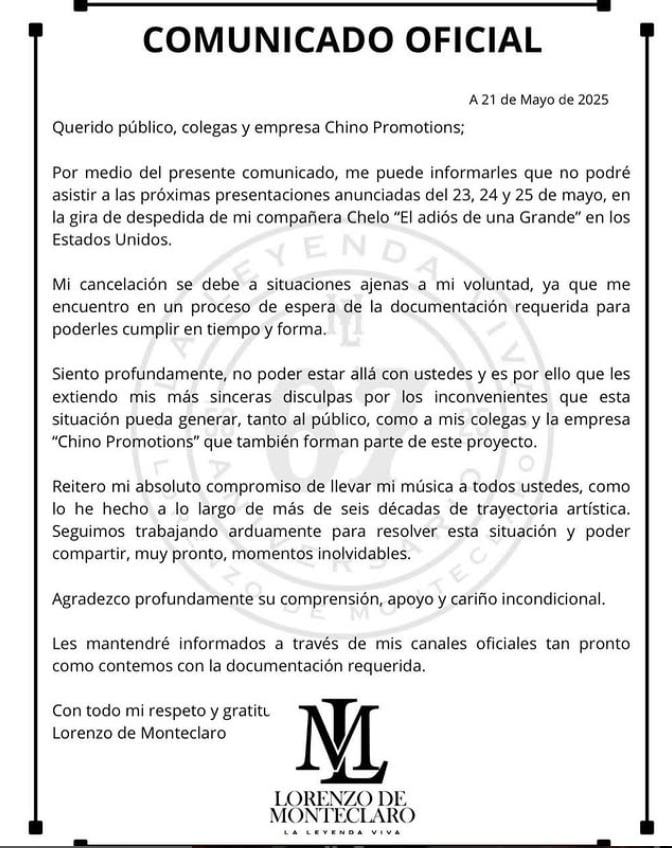Instagram, comunicado, lorenzo, monteclaro, carta