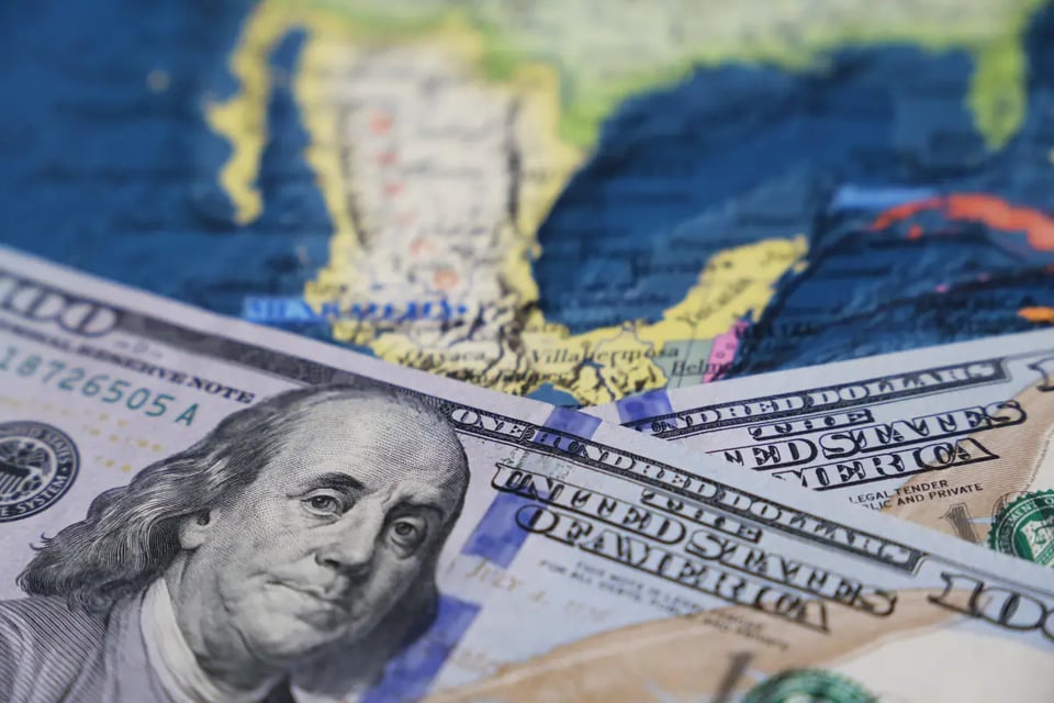 mapa de méxico, dinero efectivo, envíos de dinero